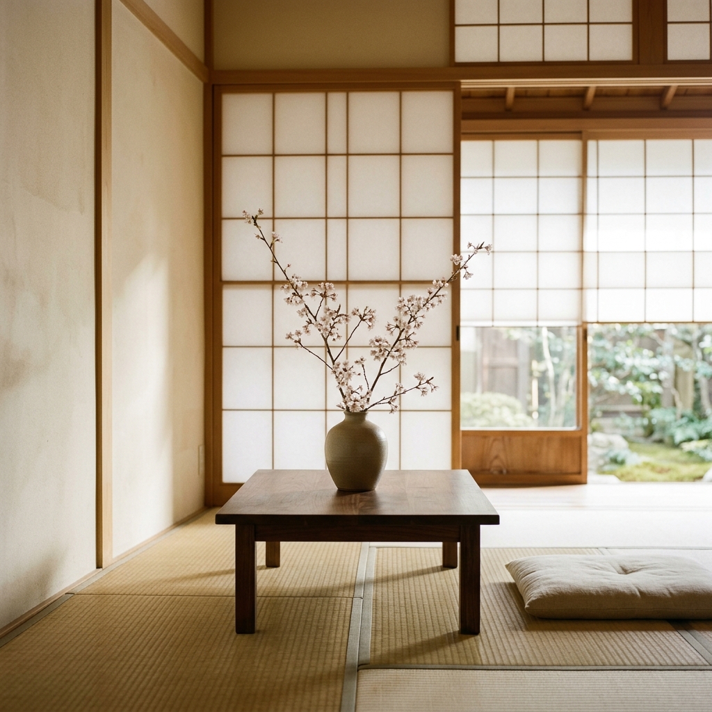 Minimalist Japanese room background